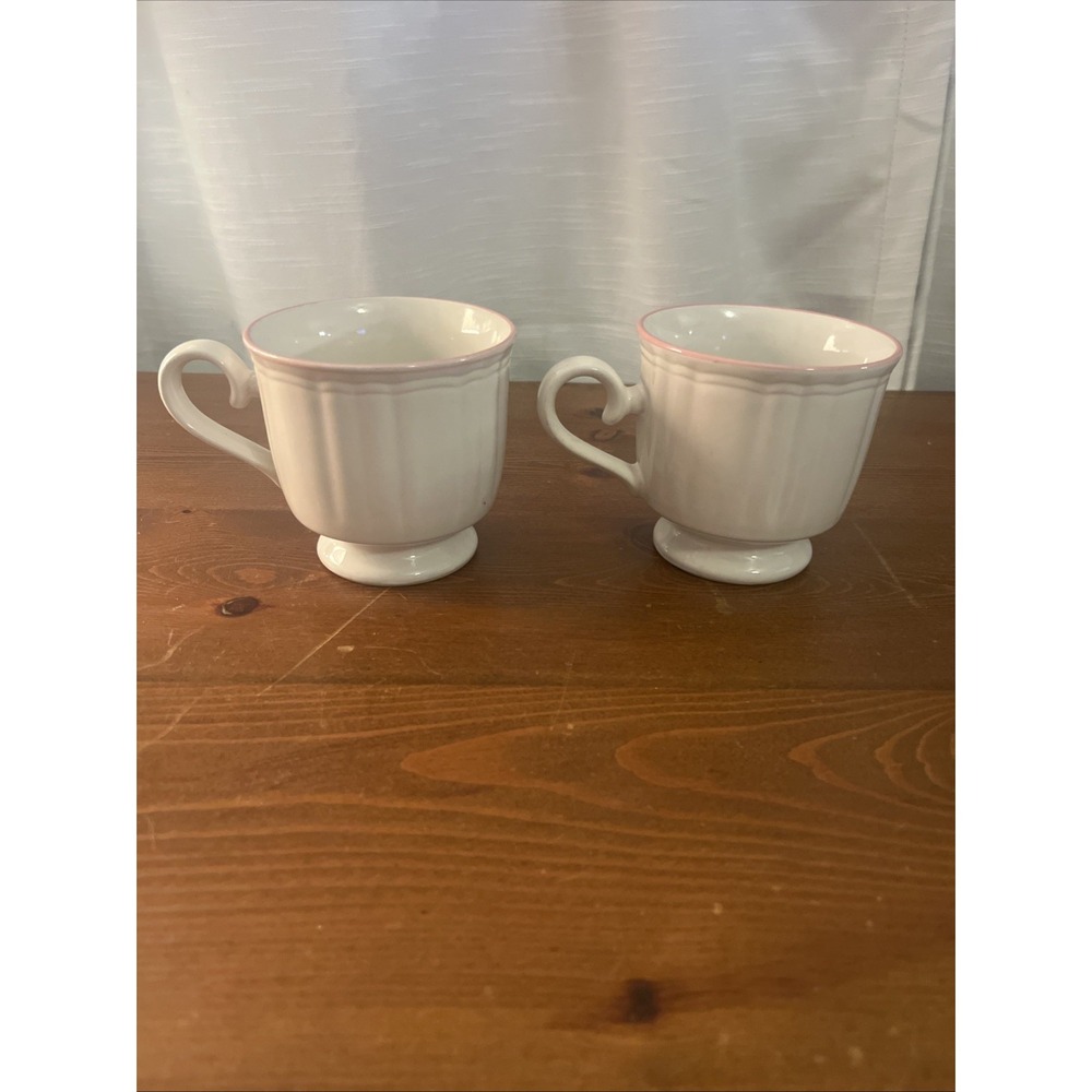 MIKASA COUNTRY CLASSICS  KS101‎ Pink Lace Tea Cups (2) Made In Japan